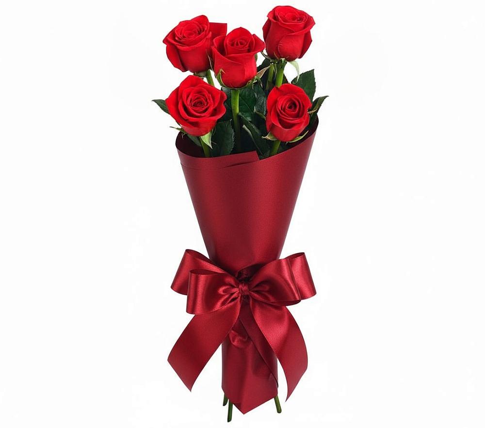 Букет 5 Красных роз Эдлесс Лав в Комаровском