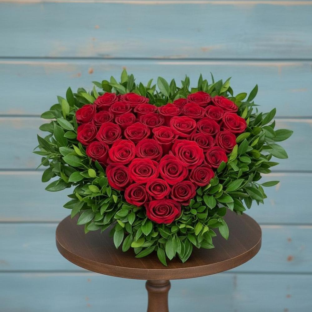 Цветочная композиция из Розы в виде сердца в Комаровском