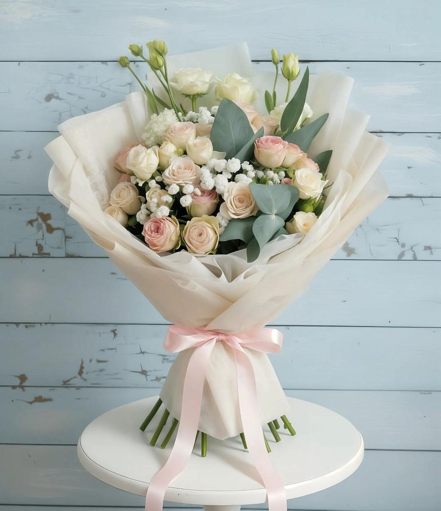 Букет цветов из: Розы и Лизиантусы в Комаровском