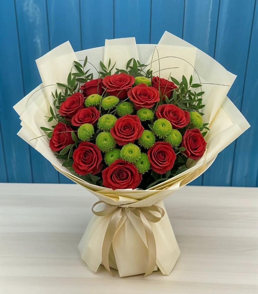 Букет цветов из: Розы и Хризантемы в Комаровском